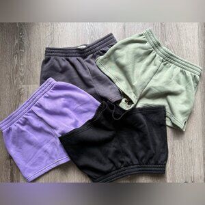 Lot of Four Casual Shorts in Black, Purple, Green, and Gray